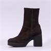 Wonders Lady Platform Block Heel Boot - Brown Suede